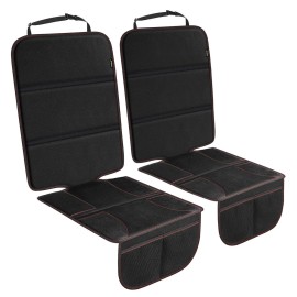 PIDO Car Seat Protector for Child Car Seat, 2 Pack Carseat Protectors with Thick Padding and Non-Slip Backing, Protective Cover Mat for Vehicle Leather Upholstery (Black/Red)