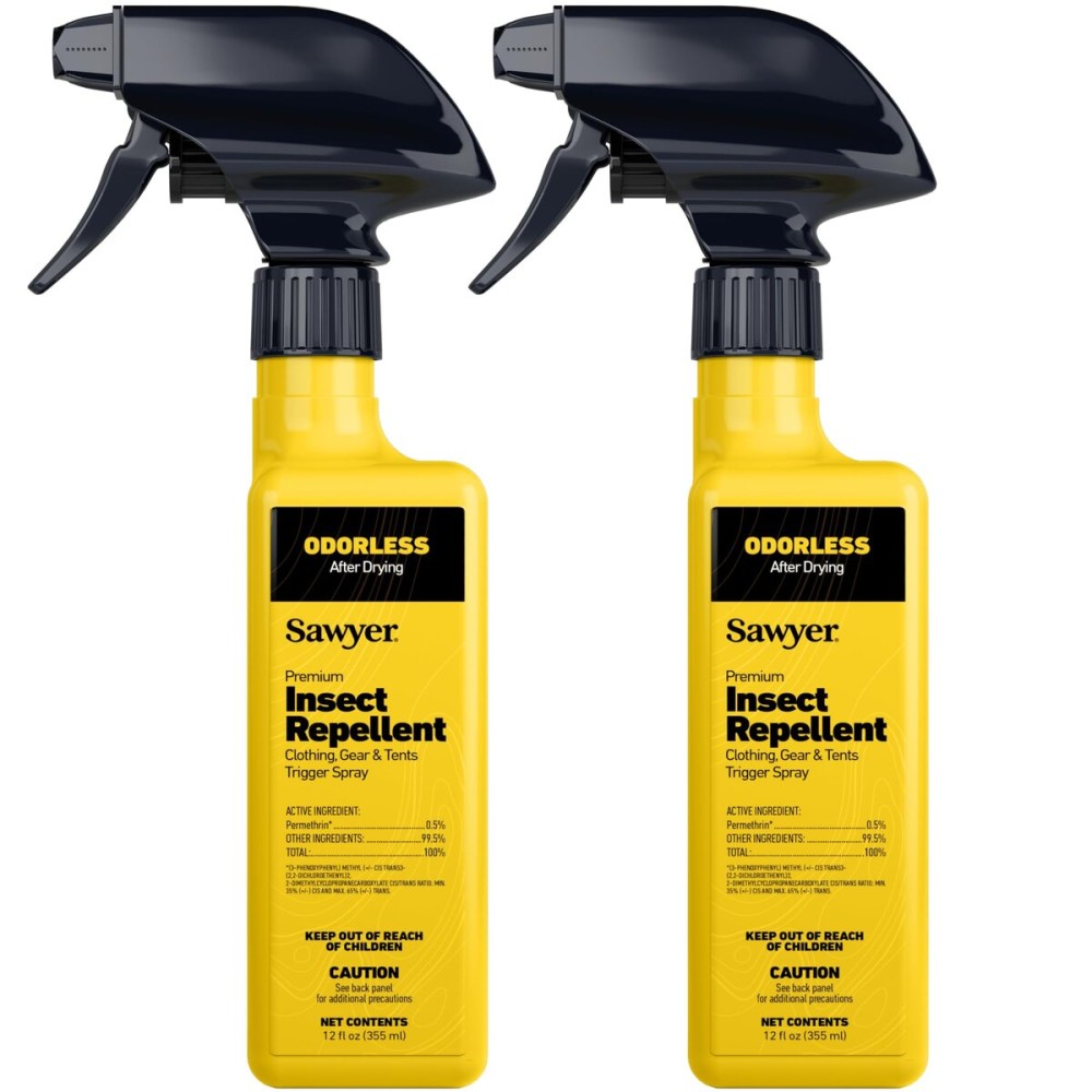Sawyer Products SP6492 Premium Permethrin Insect Repellent for Clothing, Gear & Tents, Trigger Spray, 12-Ounce, Twin Pack