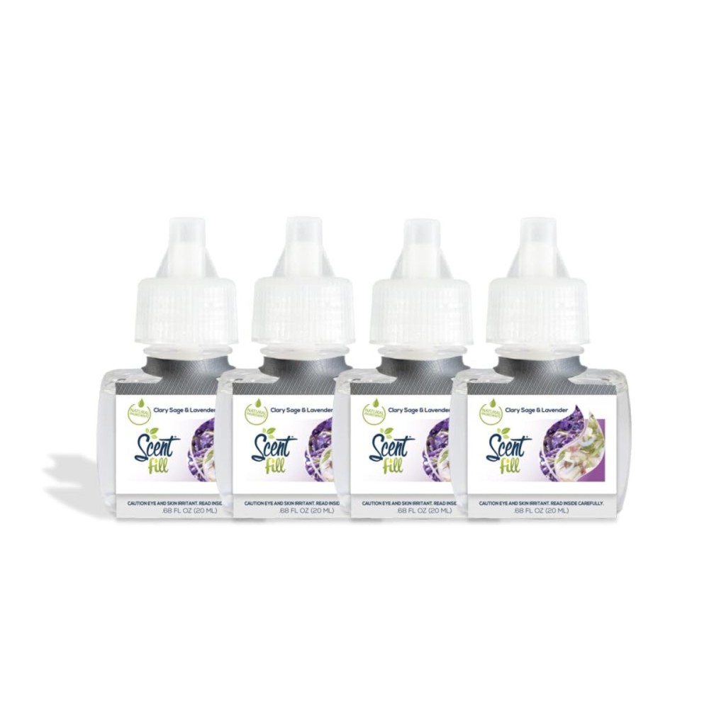 Scent Fill Clary Sage & Lavender Blend Plug in Air Freshener, 4 Scented Oil Refills