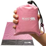 BEARZ Outdoor Pocket Blanket - Beach Blanket Waterproof Sandproof, Picnic Blankets Waterproof Foldable, Lightweight & Compact for Hiking, Camping, Travel, Festival Accessories (Pink)