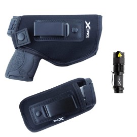 TacX Pro Gear Universal IWB Holster Bundle | Concealed Carry | Inside The Waistband | Flexible, Breathable, Neoprene | S&W M&P Shield 9/40 1911 XDS Taurus Glock (Left Bundle)