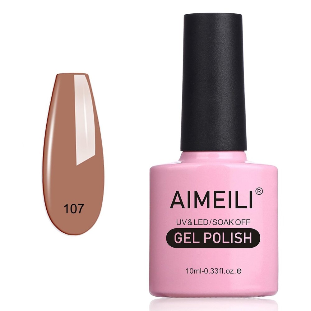 AIMEILI Soak Off U V LED Hema Free Nude Gel Nail Polish Cruelty Free Vegan Nail Gel - Stella Anethum (107) 10ml