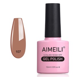 AIMEILI Soak Off U V LED Hema Free Nude Gel Nail Polish Cruelty Free Vegan Nail Gel - Stella Anethum (107) 10ml