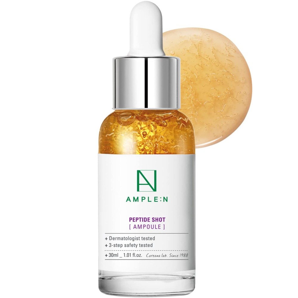 AMPLE:N Peptide Shot Ampoule - Anti-Aging Face Ampoule with Peptide Threads to Minimize Wrinkles and Improve Firmness - Serum to Lift Sagging Skin - Visibly Plump, 1.01 fl. Oz