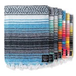 Benevolence LA Authentic Handwoven Mexican Blanket | Yoga Blankets, Outdoor, Picnic, Beach, Camping | Equestrian Saddle | Serape 50x70 inches - Sky Blue, Pack of 1