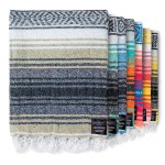 Benevolence LA Authentic Handwoven Mexican Blanket | Yoga Blankets, Outdoor, Picnic, Beach, Camping | Equestrian Saddle | Serape 50x70 inches - Sand, Pack of 1