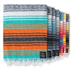 Benevolence LA Authentic Handwoven Mexican Blanket | Yoga Blankets, Outdoor, Picnic, Beach, Camping | Equestrian Saddle | Serape 50x70 inches - Mandarin, Pack of 1