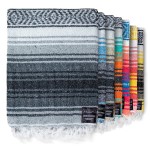 Benevolence LA Authentic Handwoven Mexican Blanket | Yoga Blankets, Outdoor, Picnic, Beach, Camping | Equestrian Saddle | Serape 50x70 inches - Gray, Pack of 1