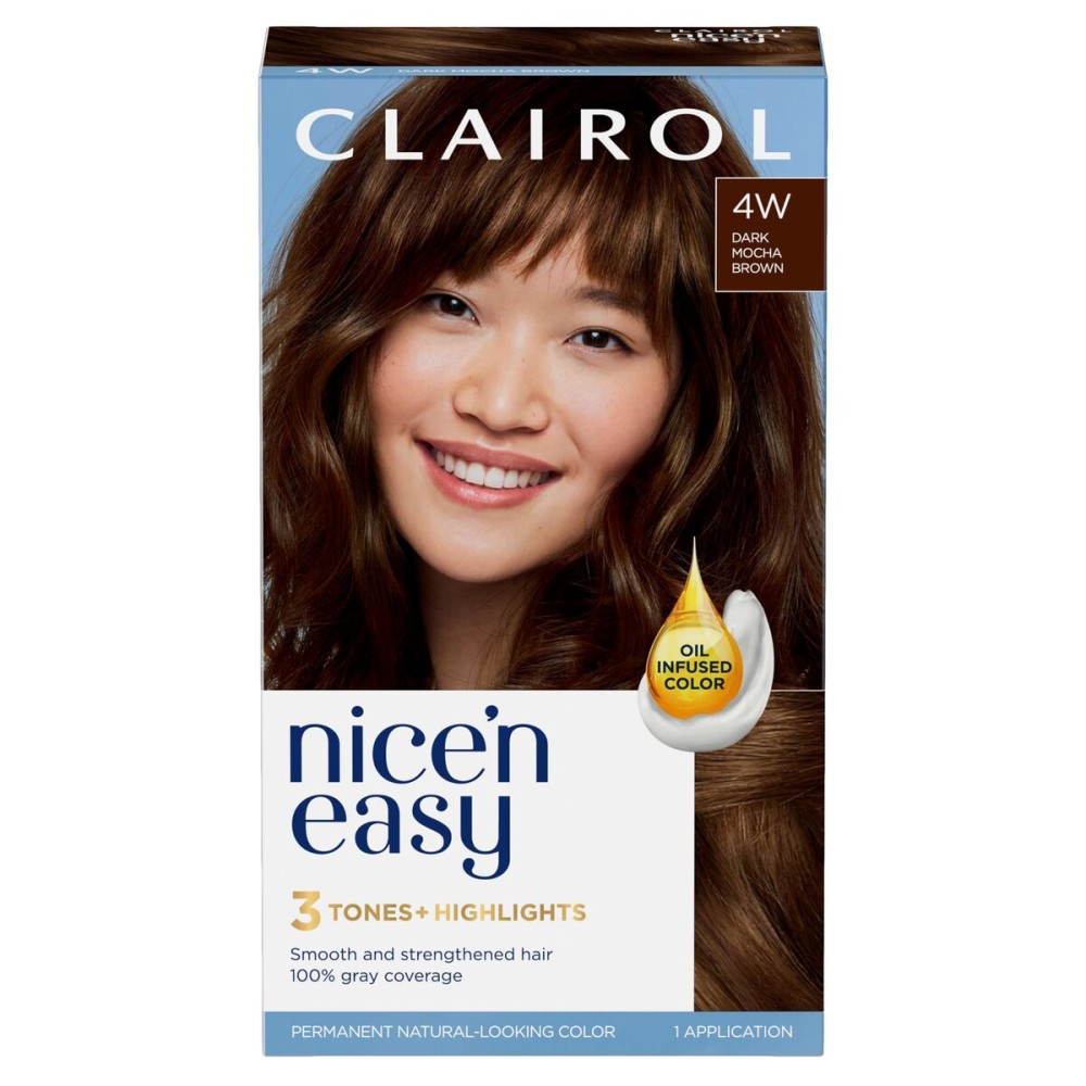 Clairol Nice\'n Easy Permanent Hair Dye, 4W Dark Mocha Brown Hair Color, Pack of 1