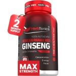 Herbtonics Korean Red Panax Ginseng 1500mg - Energy Supplement for Peak Performance, Focus & Vitality - High Potency Ginseng Root Extract - 120 Vegan Capsules