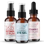 Eva Naturals Facelift in a Bottle Serum Set - Vitamin C, Retinol & Eye Gel for Face & Eyelid - Firming Wrinkle Moisturizer Kit - Dark Circle, Eye Bag & Neck Care - Anti Wrinkle Skin Care for Women