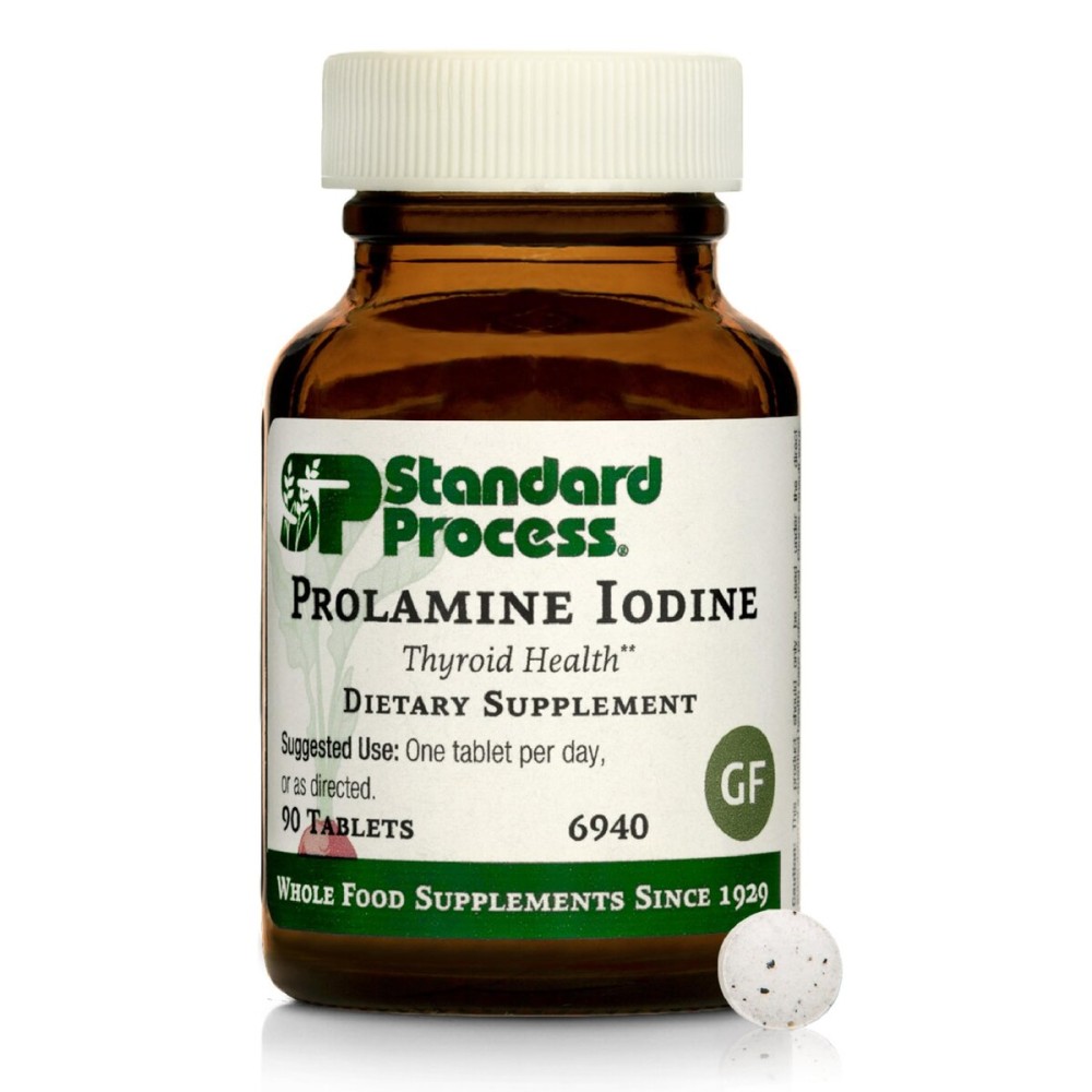Standard Process Prolamine Iodine - Thyroid Health Supplement - Essential Endocrine Support with Iodine - Gluten-Free, Non-Dairy, & Non-Soy - 90 Tablets (90 Servings)