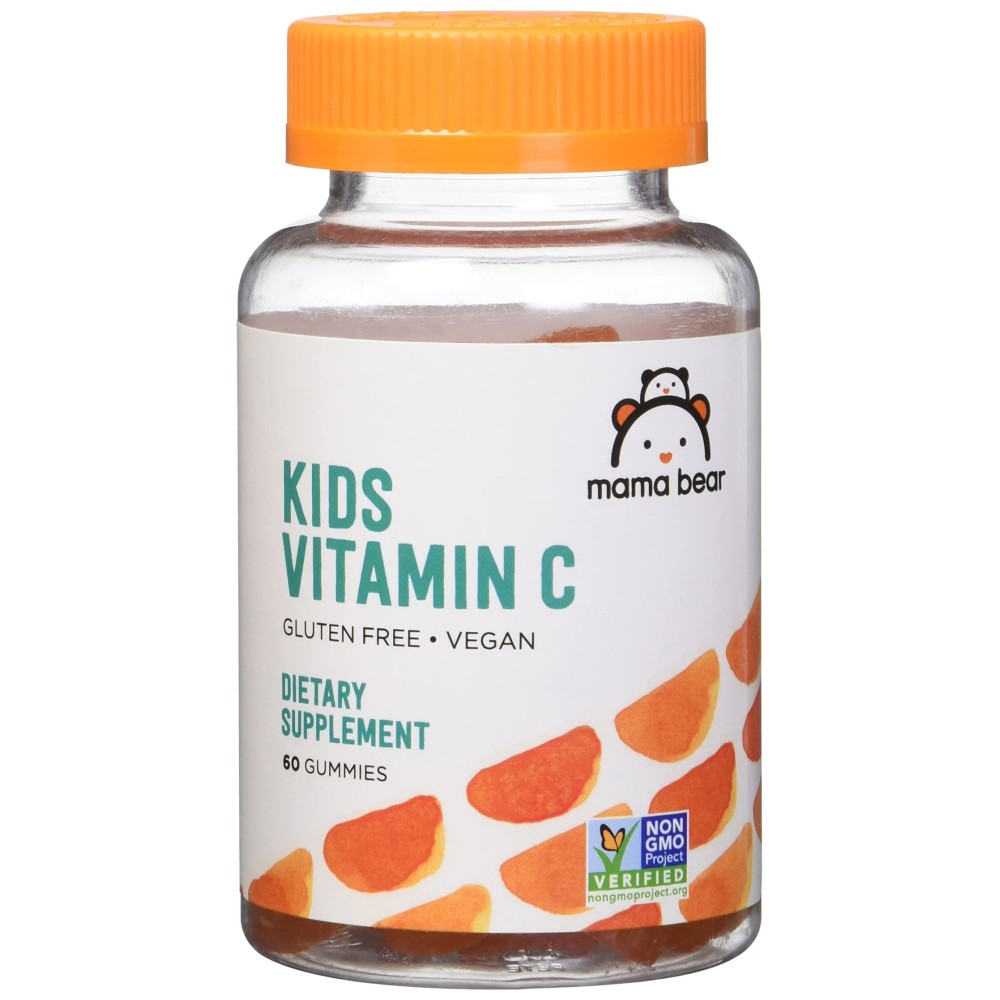 Amazon Brand - Mama Bear Vegan Kids Vitamin C, Orange, 60 Count, Immune Health, 125 mg per Gummy