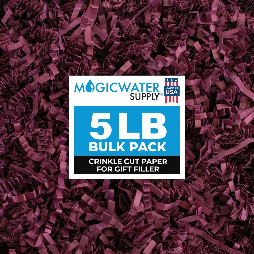 MagicWater Supply Crinkle Cut Paper Shred Filler-1LB Burgandy - Decorative & Protective Packaging for Bridesmaid Gifts & Bridesmaid Proposal Gifts Holiday Stuffers Birthdays Wedding & Anniversaries