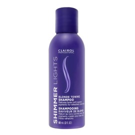 Clairol Professional Shimmer Lights Purple Shampoo, 2 fl. Oz Neutralizes Brass & Yellow Tones For Blonde, Silver, Gray & Highlighted Hair Packaging May Vary