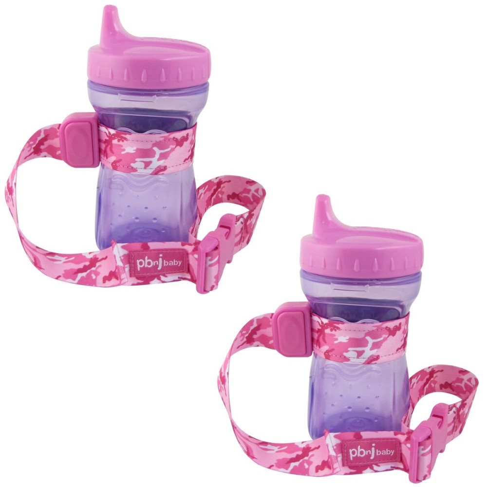PBnJ Baby SippyPal Sippy Cup Holder Strap Leash Tether (Pink Camo 2-Pack)