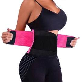 VENUZOR Waist Trainer Belt for Women - Waist Cincher Trimmer - Slimming Body Shaper Belt - Sport Girdle Belt (UP Graded)(Hot Pink,Medium)