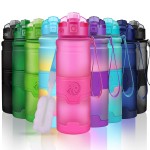 ZORRI Sports Water Bottle, 400/500/700ml/1L, BPA Free Leak Proof Plastic Bottles Outdoors,Camping,Cycling,Fitness,Gym,Yoga- Kids/Adults Drink Bottles Filter,Flip Top,Lockable Lid Open 1 Click