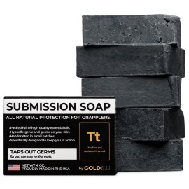 Premium Tea Tree Oil Soap - USA Made Bar Soap for BJJ, Jiu Jitsu, Wrestling, and Grappling (5-Pack of 4 Ounce Soap Bars, Activated Charcoal)