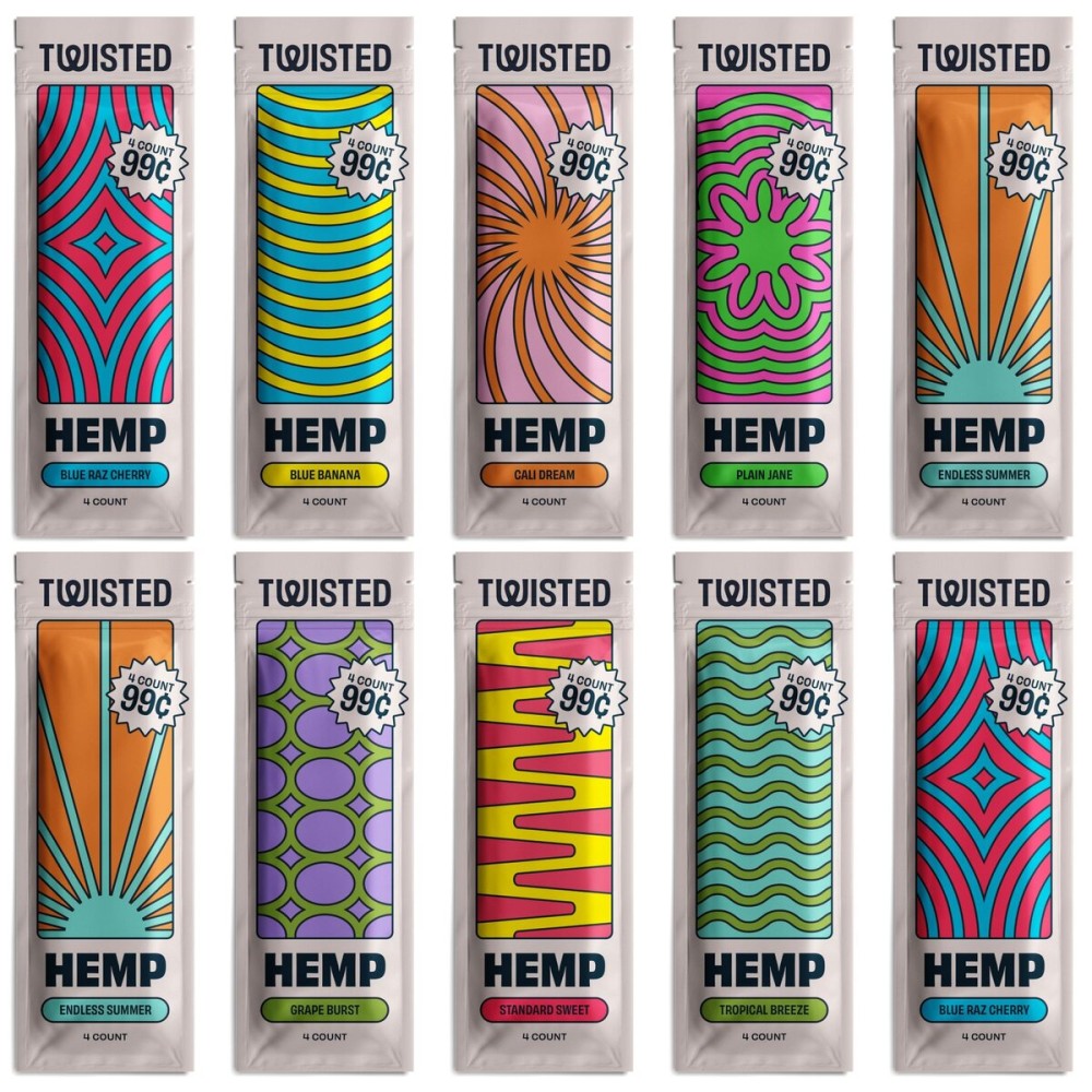 Twisted Hemp Wraps Natural Cigarette Rolling Papers 4 Wraps Per Sleeve | Pack of 12 | 48 Wraps Total (Variety Pack)