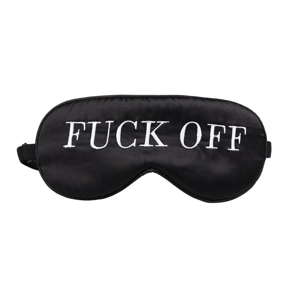 NMM Global 100% Mulberry Silk Sleep Mask Blackout, Cute Natural Sleeping Mask with Adjustable Elastic Strap, Satin Eye Cover for Men Women Adults (Fuck Off)