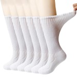 +MD 6 Pairs Non-Binding Women\'s Cushioned Moisture Wicking Diabetic Crew Dress Socks 9-11 White