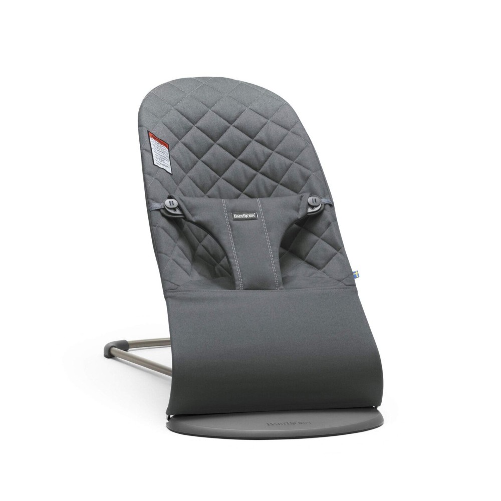 BabyBjrn Bouncer Bliss, Cotton, Classic Quilt, Anthracite 2-in-1 Adjustable Baby Bouncer Seat and Toddler Chair, Newborn to Toddler (8-29 lbs), 4 positions, Lightweight & Portable