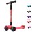 Allek Kick Scooter B02, Lean \'N Glide Scooter with Extra Wide PU Light-Up Wheels and 4 Adjustable Heights for Children from 3-12yrs (Red)
