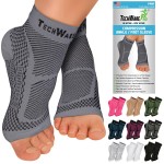 TechWare Pro Ankle Brace Compression Sleeve - Relieves Achilles Tendonitis, Joint Pain. Plantar Fasciitis Foot Sock with Arch Support Reduces Swelling & Heel Spur Pain. (Gray, XXL)