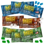 MEG - Military Energy Gum | 100mg of Caffeine Per Piece + Increase Energy + Boost Physical Performance + Multi Flavors of Arctic Mint , Spearmint, & Cinnamon + 8 Packs (40 Count)