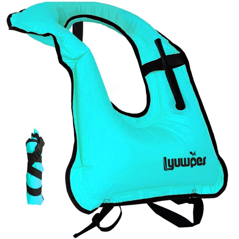 Lyuwpes Snorkel Vest Inflatable Snorkeling Jackets Adult Free Diving Swimming Safety Vests Man Women Blue