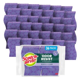 Scotch-Brite Scrub Dots Non-Scratch Scrub Sponge, Rinses Clean, For Washing Dishes and Cleaning Kitchen, 9 Packs of 4 Sponges (36 Total)