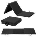 Exercise Mat 2\'x6\'x1.6 Gymnastics Mat 3 Folding Gymnastics Tumbling Mats 1.6 Thick PU Leather Yoga Mat Portable With Carrying Handles for home Workout outdoor Yoga Pilates