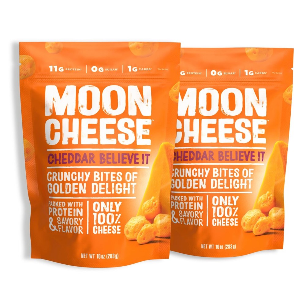 Moon Cheese Cheddar Believe It, 10 Ounce, 2-Pack, Crunchy, Protein-Rich Cheese Snack, Keto Friendly, 100% Real Cheese