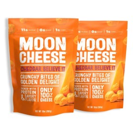 Moon Cheese Cheddar Believe It, 10 Ounce, 2-Pack, Crunchy, Protein-Rich Cheese Snack, Keto Friendly, 100% Real Cheese