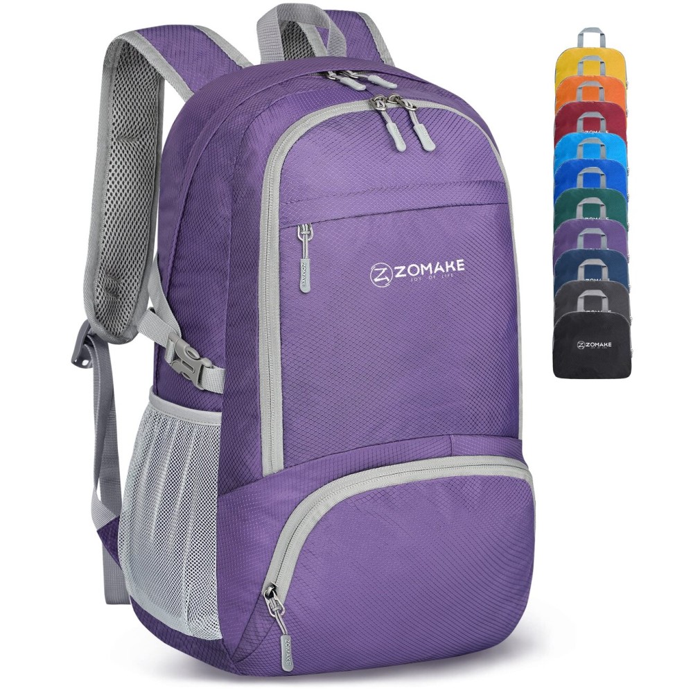 ZOMAKE Lightweight Packable Backpack 30L - Foldable Hiking Backpacks Water Resistant Compact Folding Daypack for Travel(Purple)