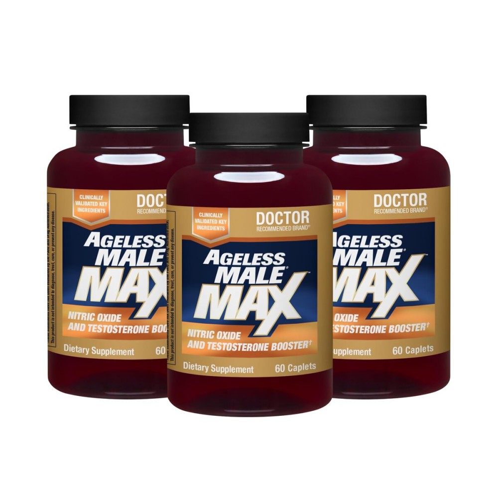 Ageless Male Max Total Testosterone Booster for Men (180 Caplets, 3-Pack)