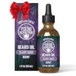 Viking Revolution Beard Oil with Clary Sage for Men - Natural Blend with Argan and Jojoba Oils for Softening, Strengthening, and Moisturizing