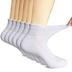 +MD Diabetic Socks for Men Women-6 Pairs Ankle Non-Binding Extra Wide, Seamless Circulator Socks for Edema 9-11 White