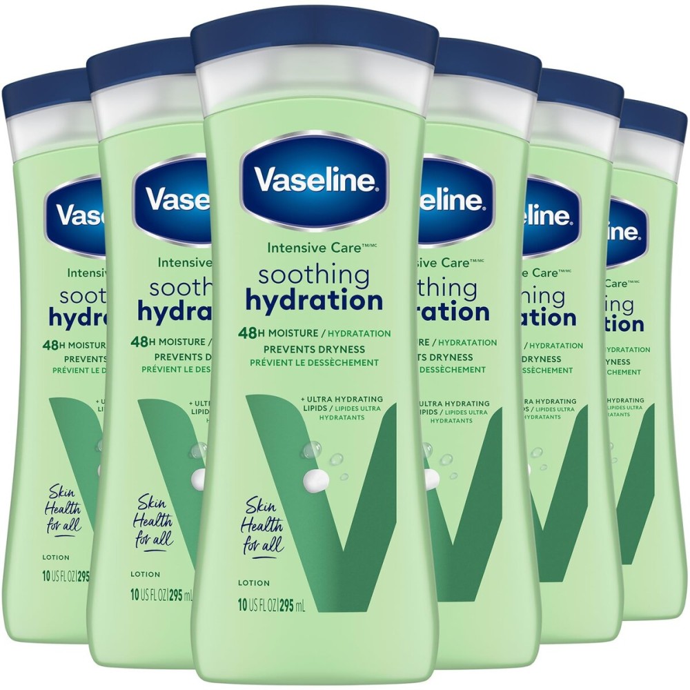 Vaseline Soothing Hydration 6-Pack - Intensive Care Moisturizing Hand and Body Lotion with Aloe, Ultra-Hydrating Lipids, 48 Hours of Moisture, 10 Oz Ea