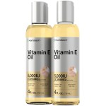 Horbach Vitamin E Oil | 5000 IU | 8 oz (2 x 4oz) Value Pack | for Skin, Hair, Face & Body | Vegetarian, Non-GMO, and Gluten Free Formula