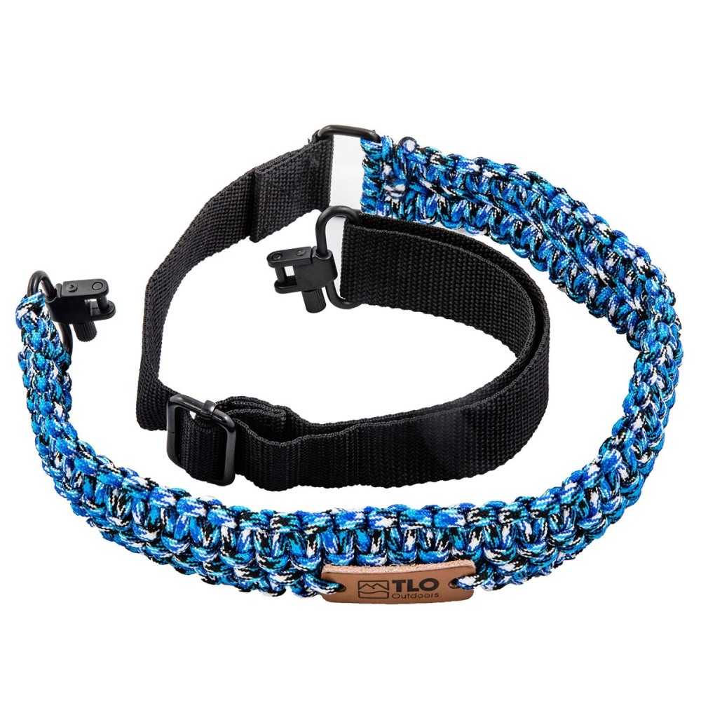 TLO Outdoors Paracord Gun Sling - Tactical 2-Point Rifle Sling, Extra Wide, Adjustable Strap with Swivels for Rifle, Shotgun, and Crossbow for Hunting, Shooting, Gun Safety (550 Rated Nylon)