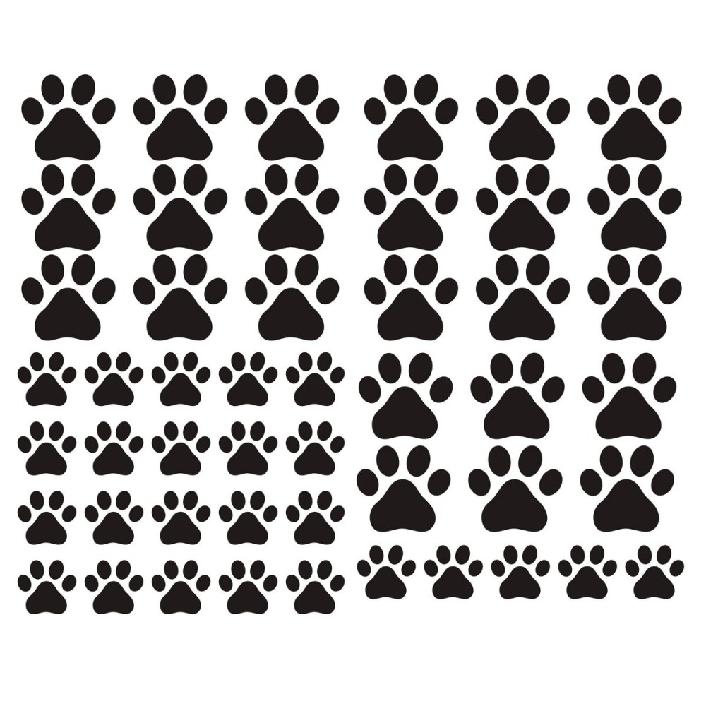 49 Pieces/Set Dog Paws Wall Decals Vinyl Pawprints Sticker Animal Footprint Wall Art Decoration for Kids Boy Girl Baby Nursery Bedroom Living Room Animal Tracks Decor YMX21 (Black)