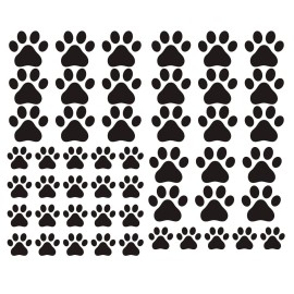 49 Pieces/Set Dog Paws Wall Decals Vinyl Pawprints Sticker Animal Footprint Wall Art Decoration for Kids Boy Girl Baby Nursery Bedroom Living Room Animal Tracks Decor YMX21 (Black)
