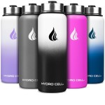 HYDRO CELL Stainless Steel Insulated Water Bottle with Straw - For Cold & Hot Drinks - Metal Vacuum Flask with Screw Cap and Modern Leakproof Sport Thermos for Adults (Black/White 40oz)