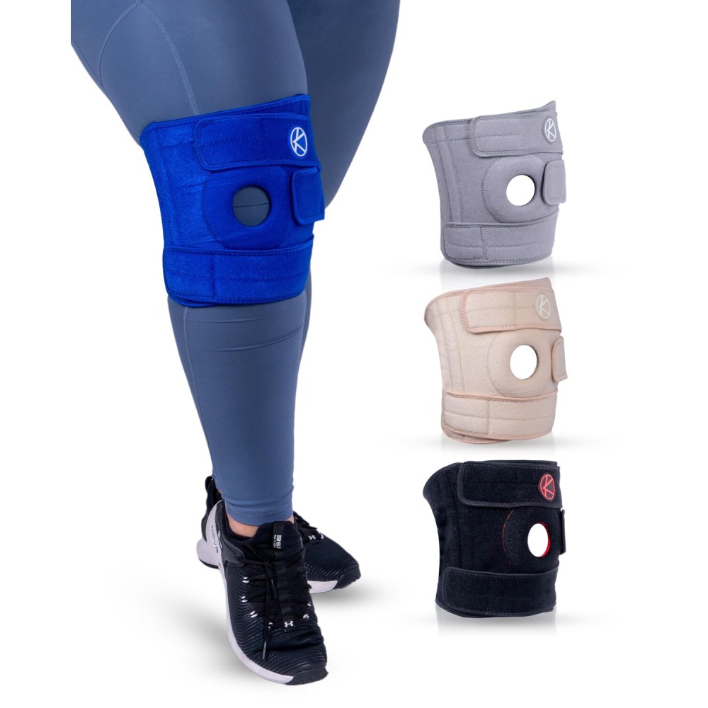 KARM Plus Size Knee Brace for Women & Men Plus Size - Adjustable Knee Support Brace for Meniscus Tear, Arthritis Pain, Compression with Side Stabilizers - Obese People (4XL/5XL/6XL Blue)