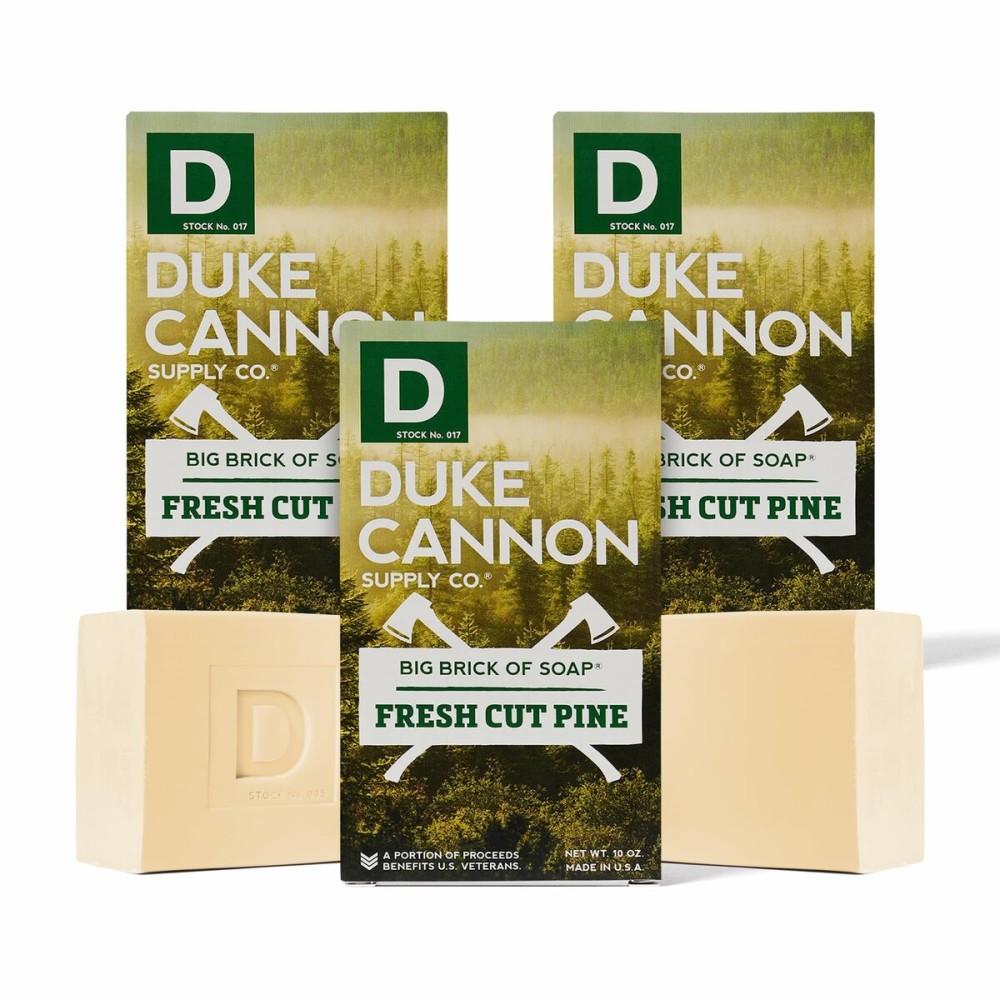 Duke Cannon Supply Co. Big Brick of Soap for Men - Fresh Cut Pine Scent, Extra Large 10 oz Bars, Paraben-Free, 3-Pack