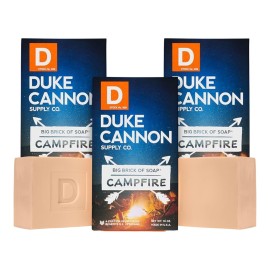 Duke Cannon Supply Co. Big Brick of Soap - Campfire, Smoky Hickory Scent, American-Made, Large Size, 10 oz. (3 Pack)