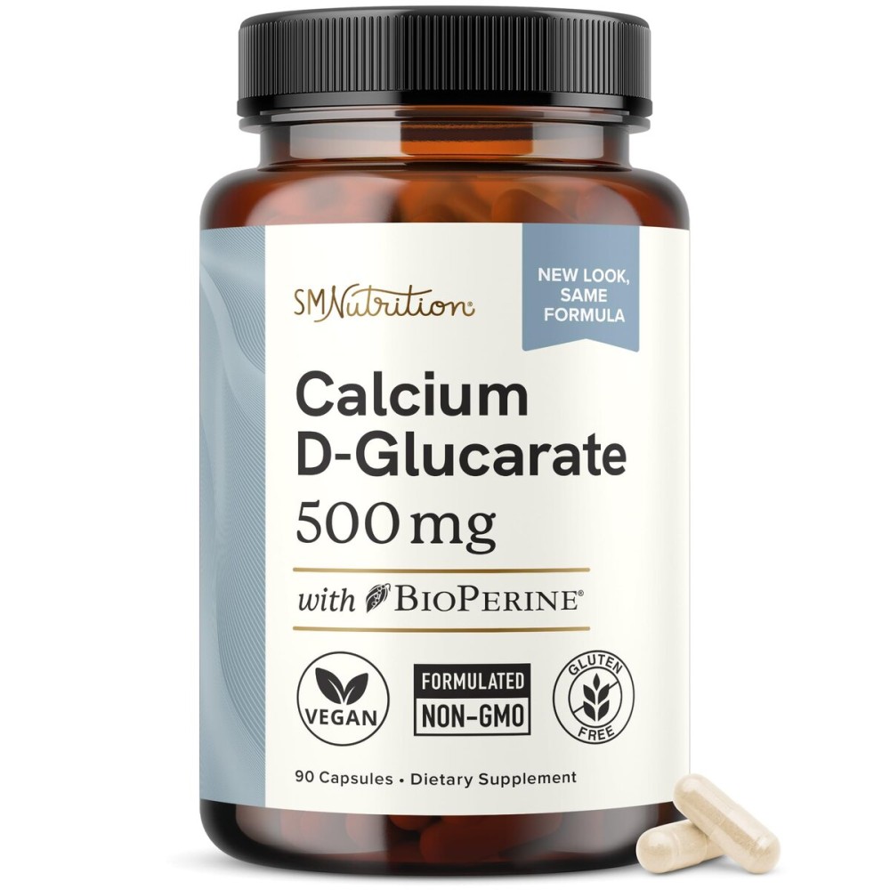 Calcium D-Glucarate | 500MG | CDG for Liver Detox and Cleanse, Hormone Balance, and Menopause Support | Calcium Supplement | Vegan, Non-GMO, Third-Party Tested | 90 Capsules (3-Month Supply)