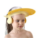 Shower Cap for Kids, Baby Shower Cap bath wash Shampoo rinser shield Hat Adjustable head hair Visor Protection Toddler and Children,Prevent water from entering eyes and ears(Yellow)